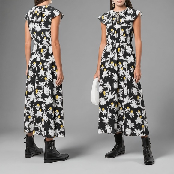Jason Wu Dresses & Skirts - Jason Wu Women’s Black/White Floral Print Silk Dress In Size 6